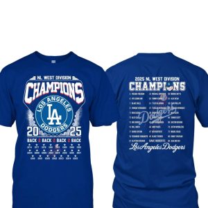 Dodgers NL West Division Champions 2025 Two Sided Shirt