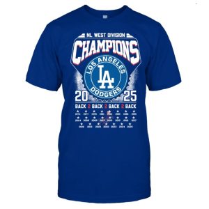 Dodgers NL West Division Champions 2025 Two Sided Shirt