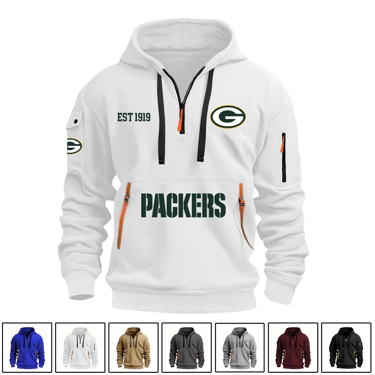GB Packers EST 1919 Quarter Zip Hoodie GB Packers EST 1919 Quarter Zip Hoodie