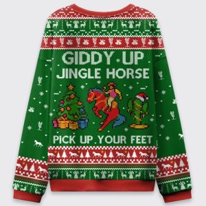 Giddy Up Jingle Horse Pick Up Your Feet Ugly Christmas Sweater