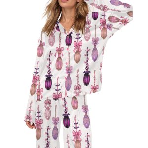 Halloween Coquette Witch Brooms Silky Satin Pajama Set