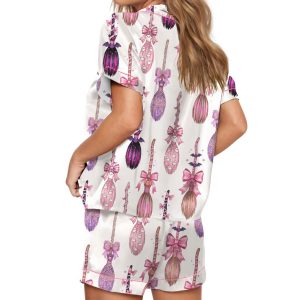 Halloween Coquette Witch Brooms Silky Satin Pajama Set