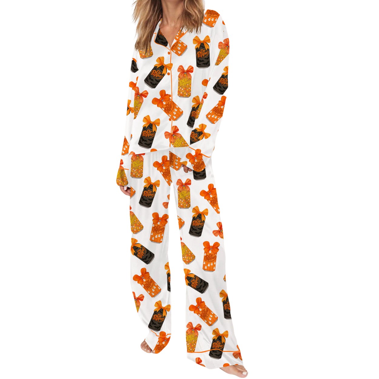 Halloween Pepper Drink Coquette Silky Satin Pajama Set Halloween Pepper Drink Coquette Silky Satin Pajama Set