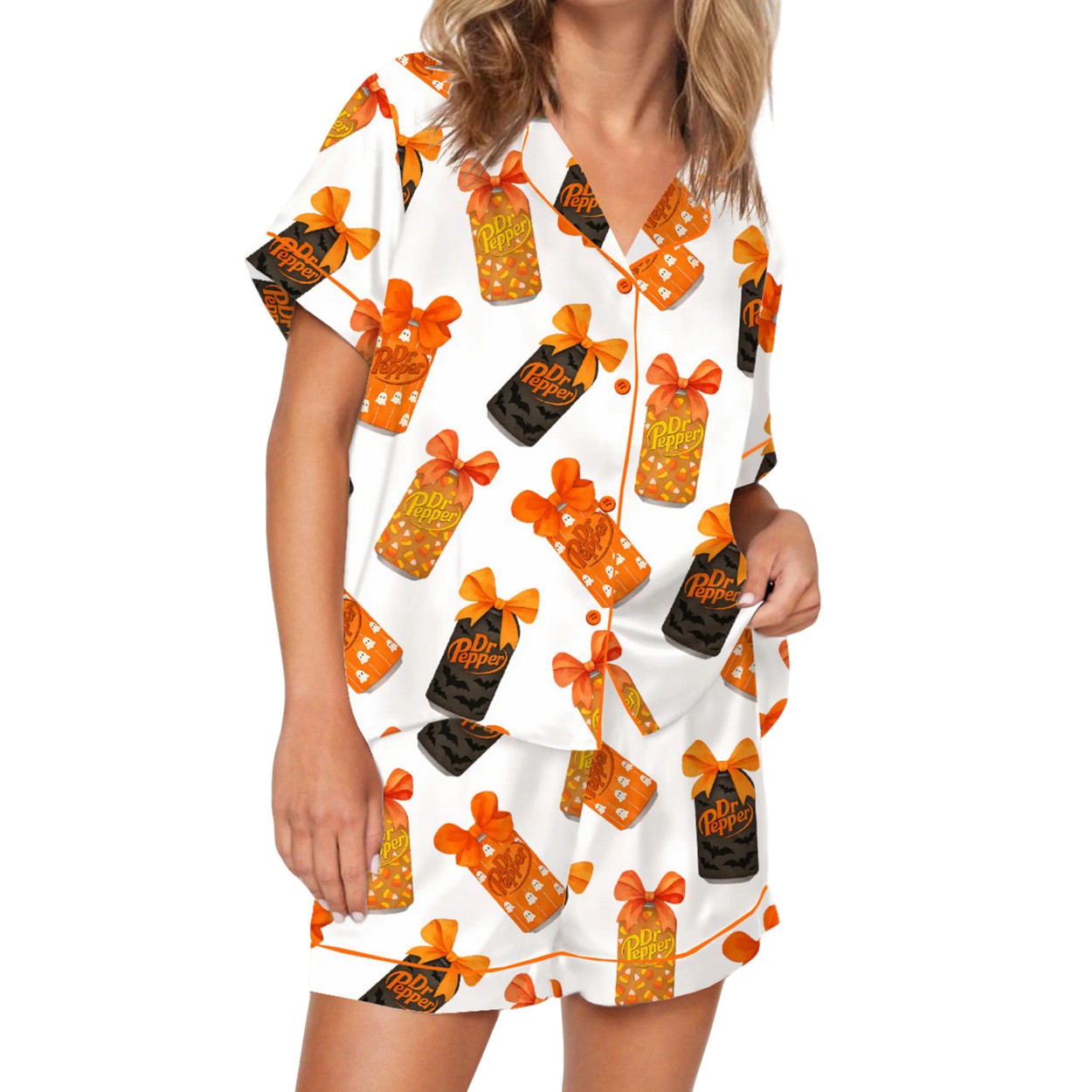 Halloween Pepper Drink Coquette Silky Satin Pajama Set Halloween Pepper Drink Coquette Silky Satin Pajama Set