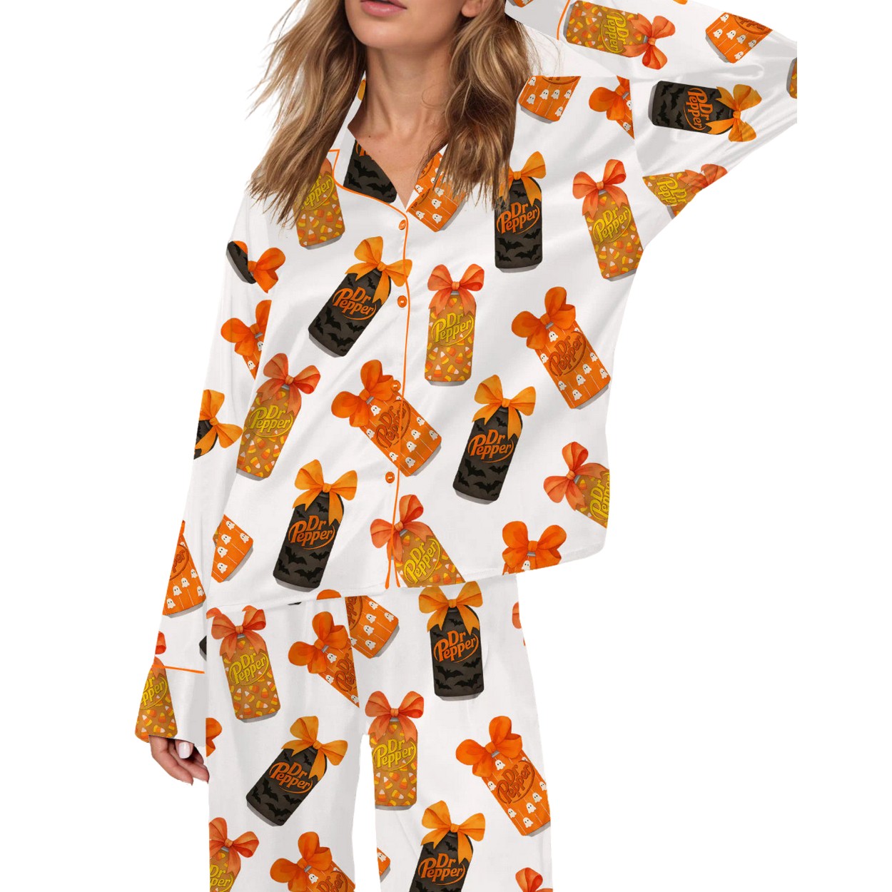 Halloween Pepper Drink Coquette Silky Satin Pajama Set Halloween Pepper Drink Coquette Silky Satin Pajama Set