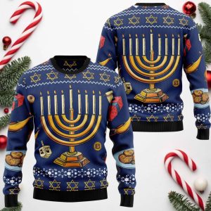 Hanukkah Menorah Jewish Holiday Ugly Christmas Sweater 1 Hanukkah Menorah Jewish Holiday Ugly Christmas Sweater