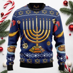 Hanukkah Menorah Jewish Holiday Ugly Christmas Sweater