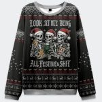 Look at Me Being Festive Skeleton Christmas Ugly Sweater