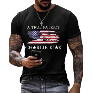 Men's A True Patriot Charlie Kirk Printed Casual T shirt