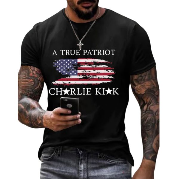 Men’s A True Patriot Charlie Kirk Printed Casual T-shirt