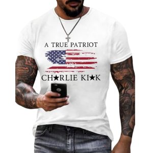 Men's A True Patriot Charlie Kirk Printed Casual T shirt