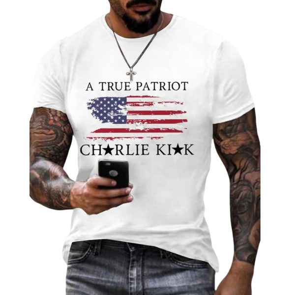 Men’s A True Patriot Charlie Kirk Printed Casual T-shirt