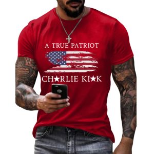 Men’s A True Patriot Charlie Kirk Printed Casual T-shirt