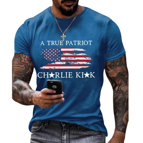 Men’s A True Patriot Charlie Kirk Printed Casual T-shirt