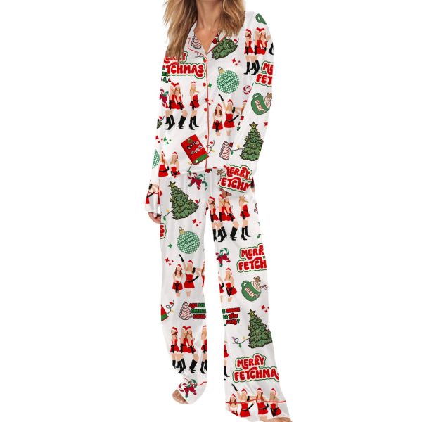 Merry Fetchmas Silky Satin Pajama Set