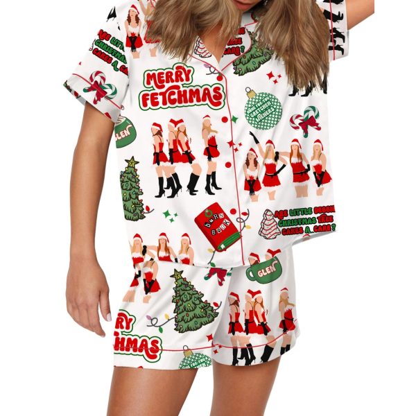 Merry Fetchmas Silky Satin Pajama Set