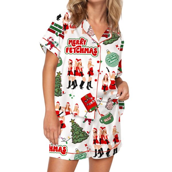 Merry Fetchmas Silky Satin Pajama Set
