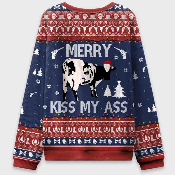 Merry Kiss My Ass Cow Ugly Christmas Sweater