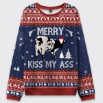 Merry Kiss My Ass Cow Ugly Christmas Sweater