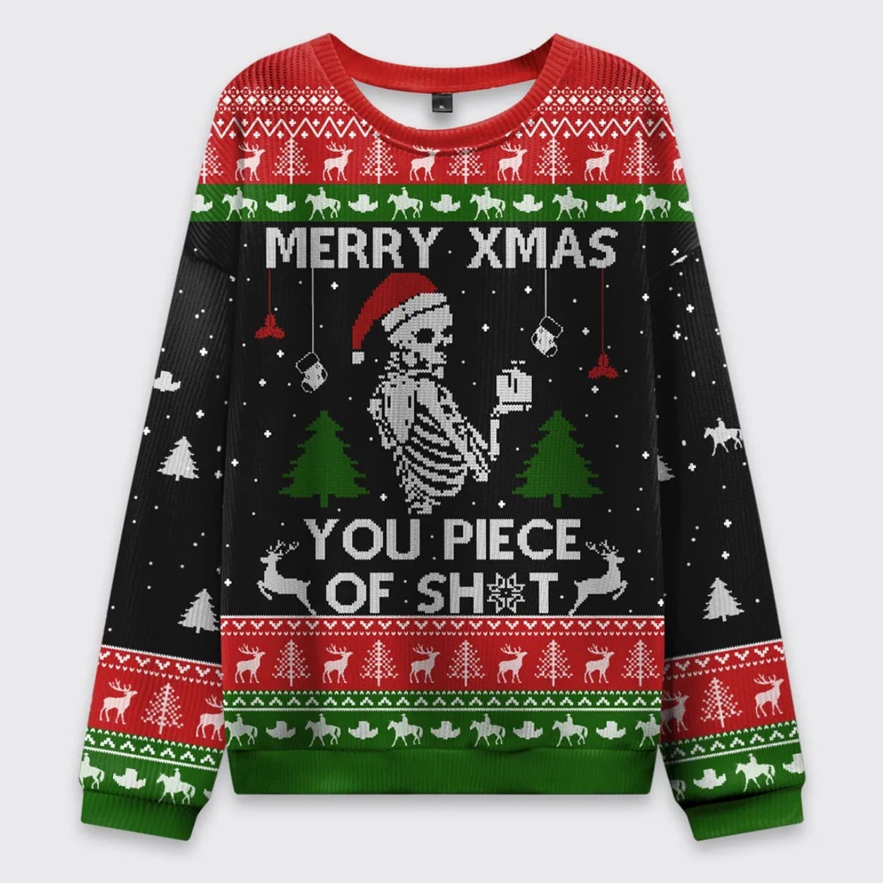 Merry Xmas You Piece Of Shit Skeleton Ugly Christmas Sweater Merry Xmas You Piece Of Shit Skeleton Ugly Christmas Sweater