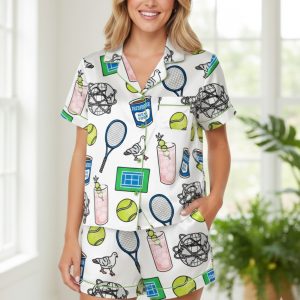 NYC Flushing Queens Tennis Silky Satin Pajama Set