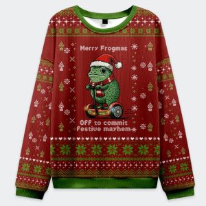 Off To Commit Frogmas Mayhem Christmas Ugly Sweater