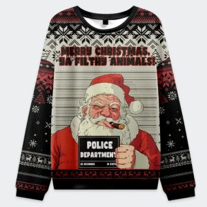 Santa's Mugshot Christmas Ugly Sweater