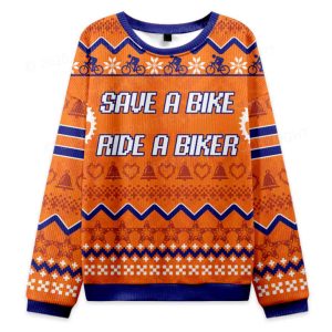 Save Bike Ride Biker Ugly Christmas Sweater