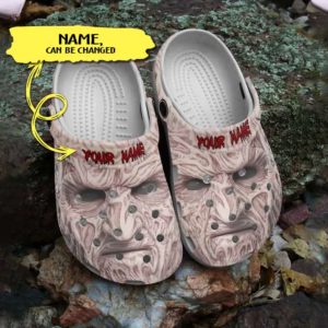 Scary Freddy Krueger's Face Horror Characters Custom Name Crocs