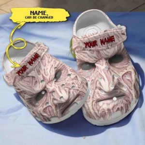 Scary Freddy Krueger's Face Horror Characters Custom Name Crocs