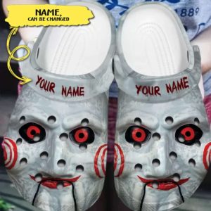 Scary Jigsaw's Face Horror Characters Custom Name Crocs
