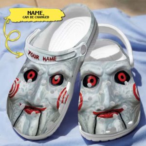 Scary Jigsaw's Face Horror Characters Custom Name Crocs