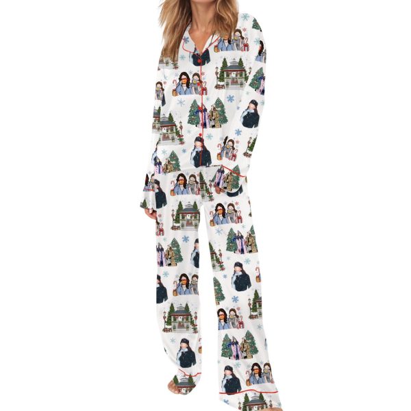 Stars Hollow Christmas Silky Satin Pajama Set