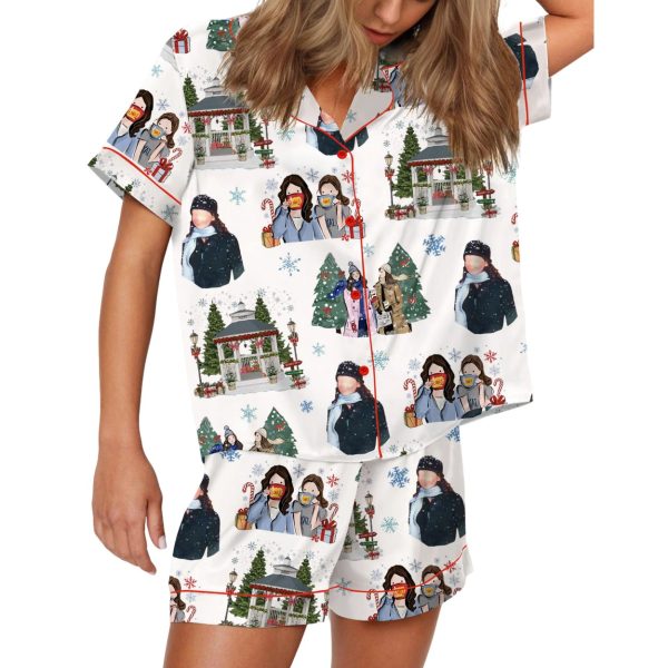 Stars Hollow Christmas Silky Satin Pajama Set