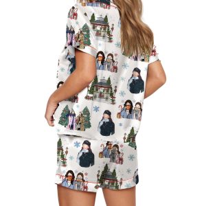Stars Hollow Christmas Silky Satin Pajama Set