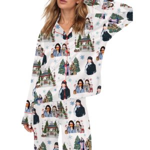 Stars Hollow Christmas Silky Satin Pajama Set