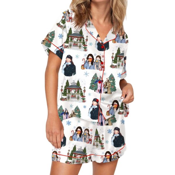 Stars Hollow Christmas Silky Satin Pajama Set