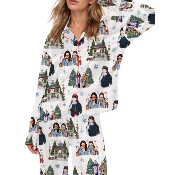 Stars Hollow Christmas Silky Satin Pajama Set