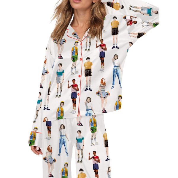 Stranger Things Friends Don’t Lie Silky Satin Pajama Set