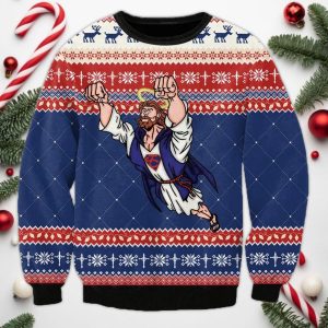 Super Jesus Christmas Ugly Sweater