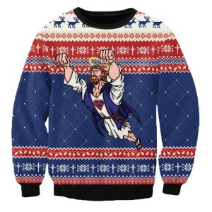 Super Jesus Christmas Ugly Sweater