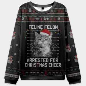 The Arrested Cat Christmas Ugly Sweater