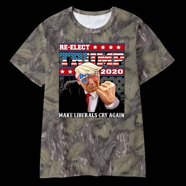 Thomas Jacob Re-elect Trump 2020 Make Liberals Cry Again Camo Shirt