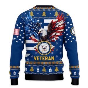 US NAVY 250th Years Of Service Veteran Ugly Christmas Sweater