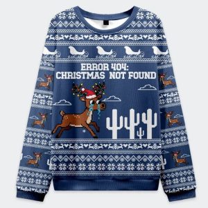 Weeping Elk Error 404 Christmas Not Found Ugly Christmas Sweater