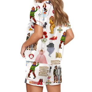 Wizard Of OZ We're Off Yellow Brick Road Silky Satin Pajama Set