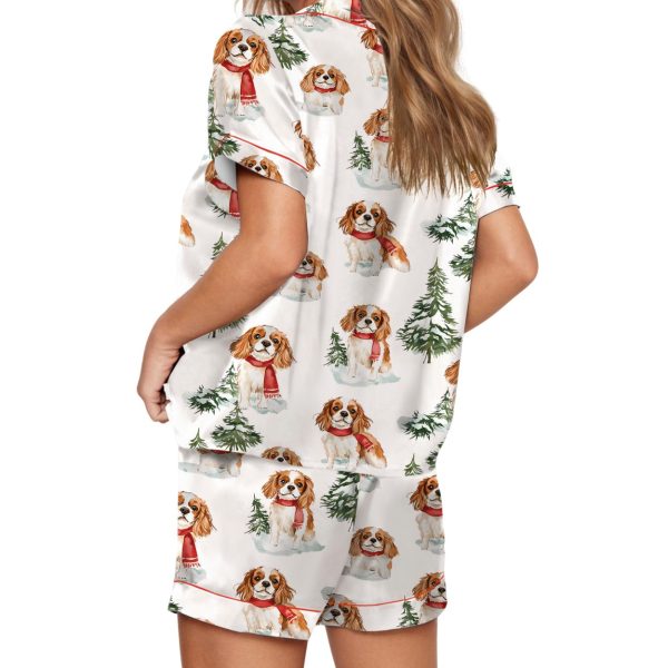 Women’s Cavalier King Charles Snow Silky Satin Pajama Set