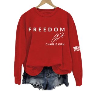 Women's Freedom Charlie Kirk Signature Printed Sweatshirt