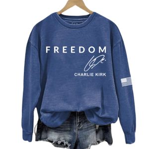 Women's Freedom Charlie Kirk Signature Printed Sweatshirt