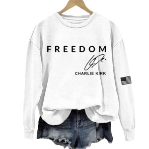 Women's Freedom Charlie Kirk Signature Printed Sweatshirt